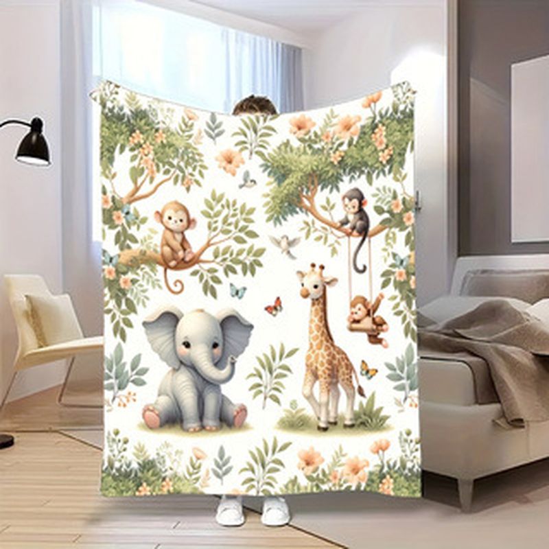 Baby Nursery Jungle Animals - Детское одеяло VIKAMA с акварельным принтом