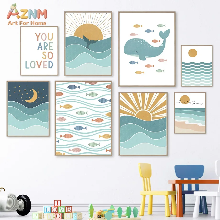 Baby Nursery Prints - AZNM Картина на холсте в стиле