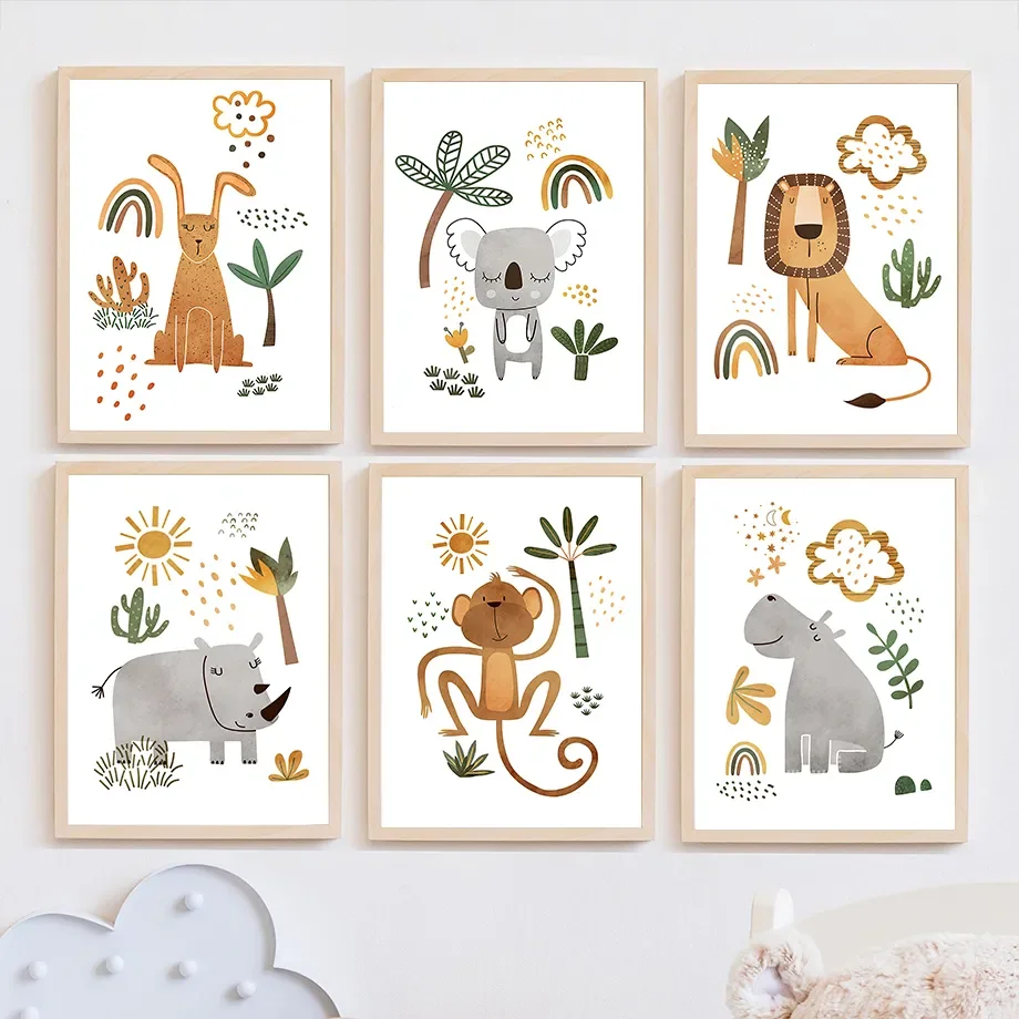 Baby Nursery Jungle Animals - Декоративные постеры и картины с изображением