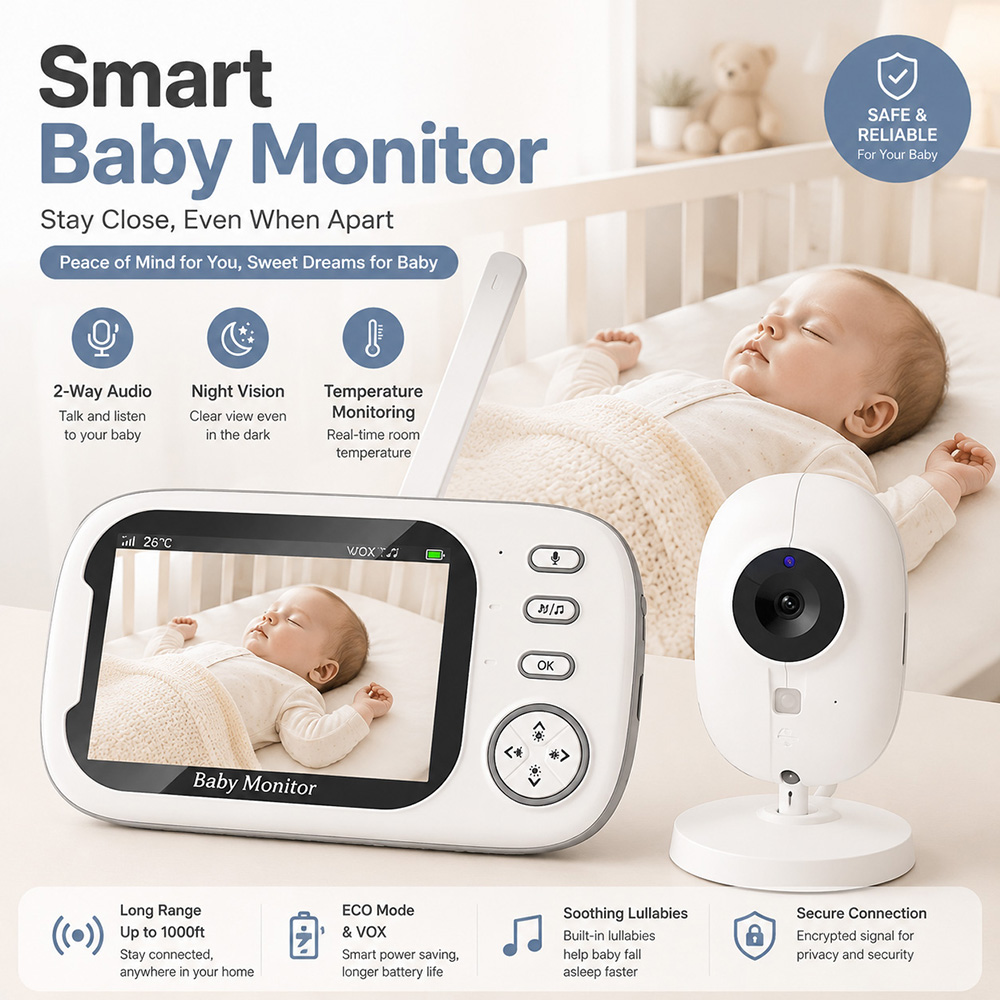 Wearable Baby Monitor - Видеоняня 3,5 дюйма с камерой и
