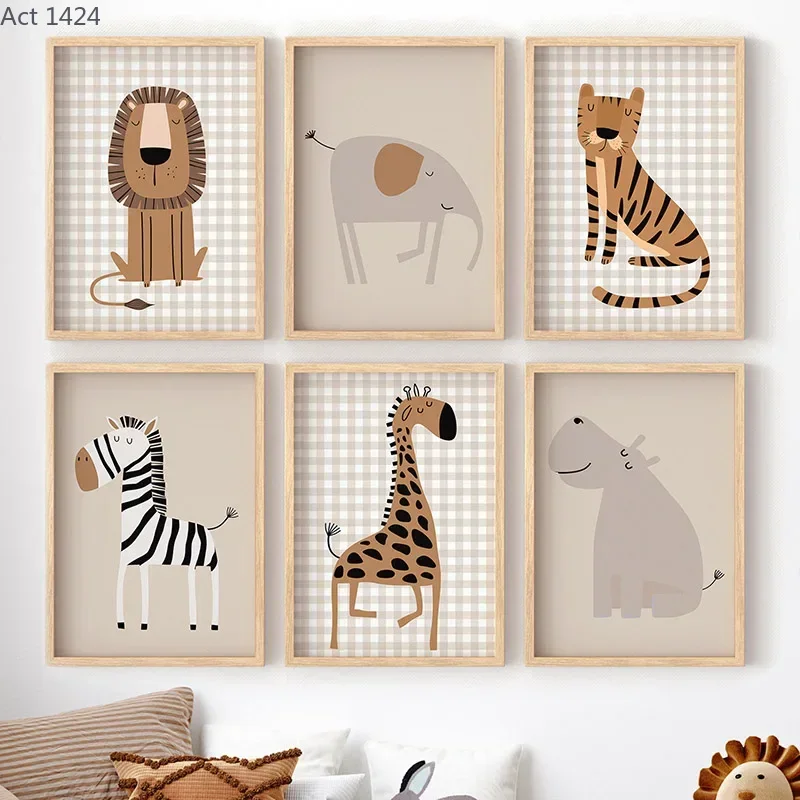 Baby Nursery Jungle Animals - Лев, Тигр, Слон, Жираф, Животные из