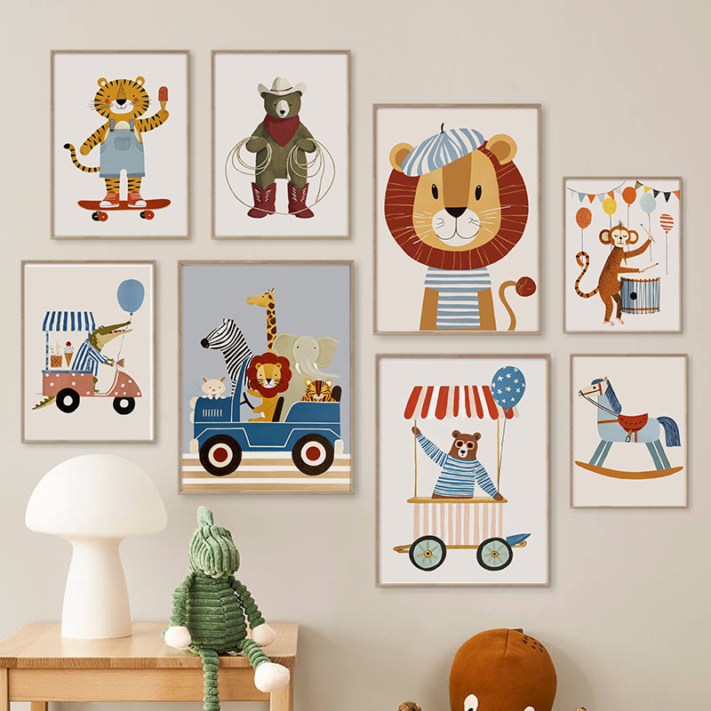 Baby Nursery Images - Забавные мультяшные животные: лев, медведь, тигр