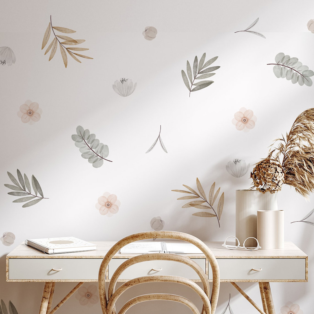 Baby Nursery Vinyl Wall Stickers - Бохо листья ботанические DIY наклейки на