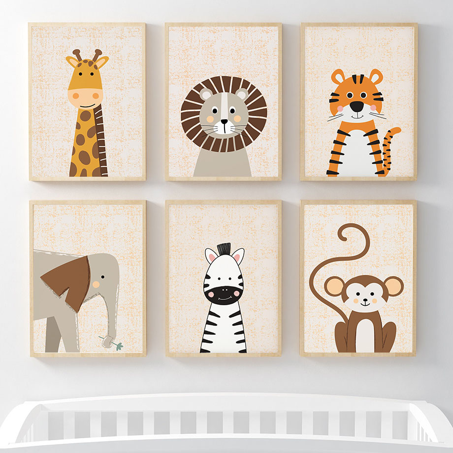 Baby Nursery Jungle Animals - Картины на холсте с изображением льва,