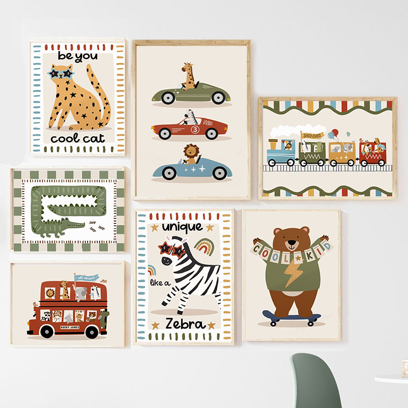 Забавные мультяшные животные:  – обзор и цена Baby Nursery Prints