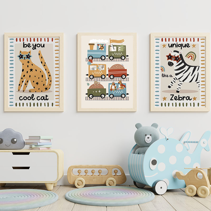 Забавные мультяшные животные:  – обзор и цена Baby Nursery Prints