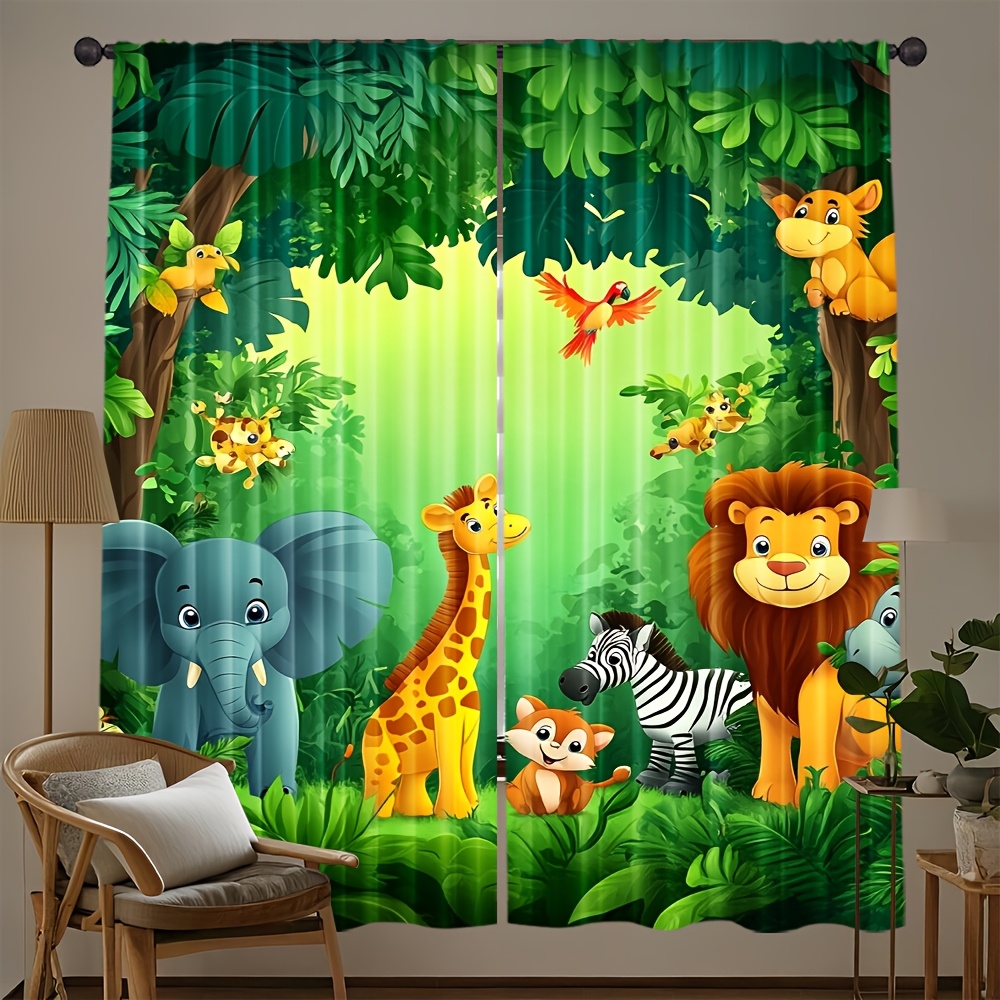 2 шт. Детские шторы с мультяшн – обзор и цена Baby Nursery Jungle Animals