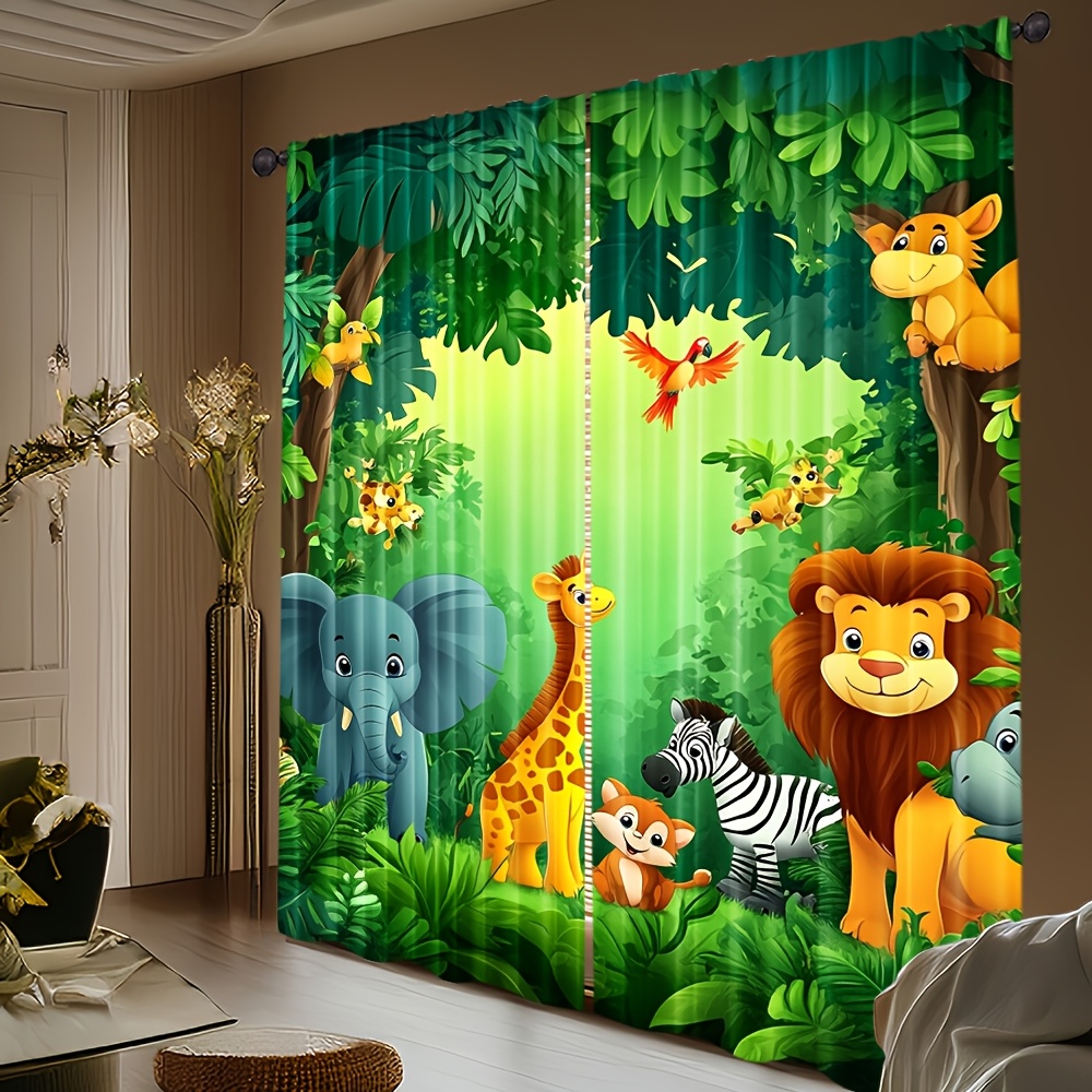 2 шт. Детские шторы с мультяшн – обзор и цена Baby Nursery Jungle Animals