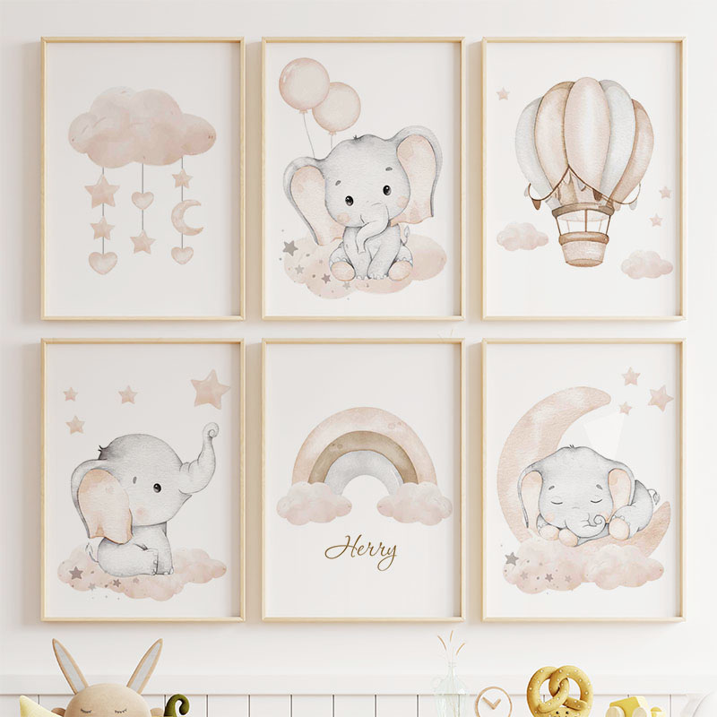Милый слон, горячий воздушный  – обзор и цена Baby Nursery Prints
