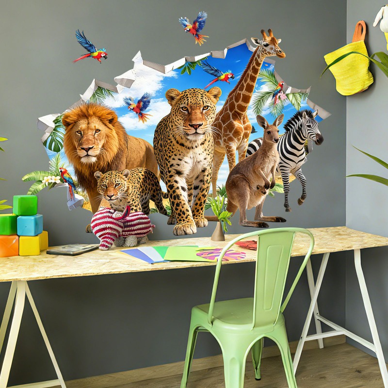 Большие наклейки на стену с тр – обзор и цена Baby Nursery Jungle Animals