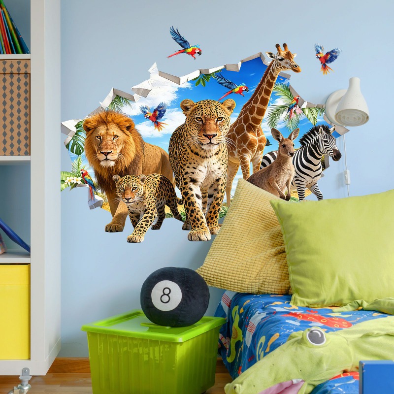 Большие наклейки на стену с тр – обзор и цена Baby Nursery Jungle Animals