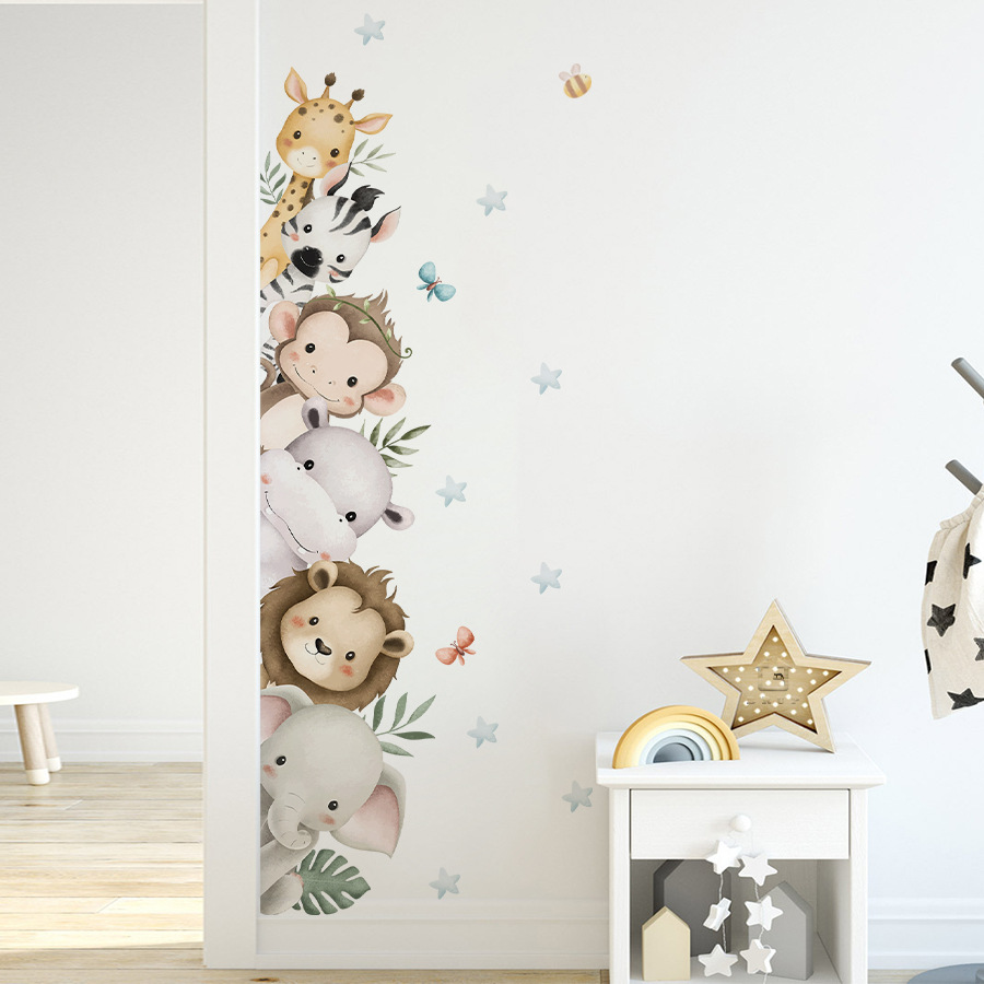 Наклейки на дверь, акварельные – обзор и цена Baby Nursery Jungle Animals